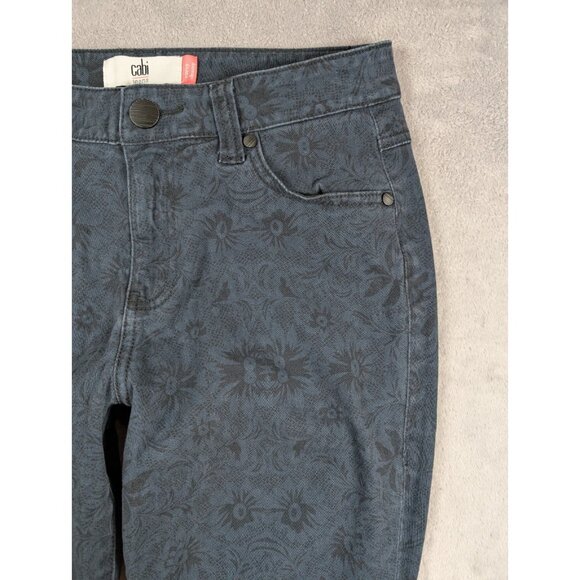 CAbi Curvy Skinny Jeans Womens Size 8 Blue Stretch Floral Print Comfy Casual - Picture 2 of 10
